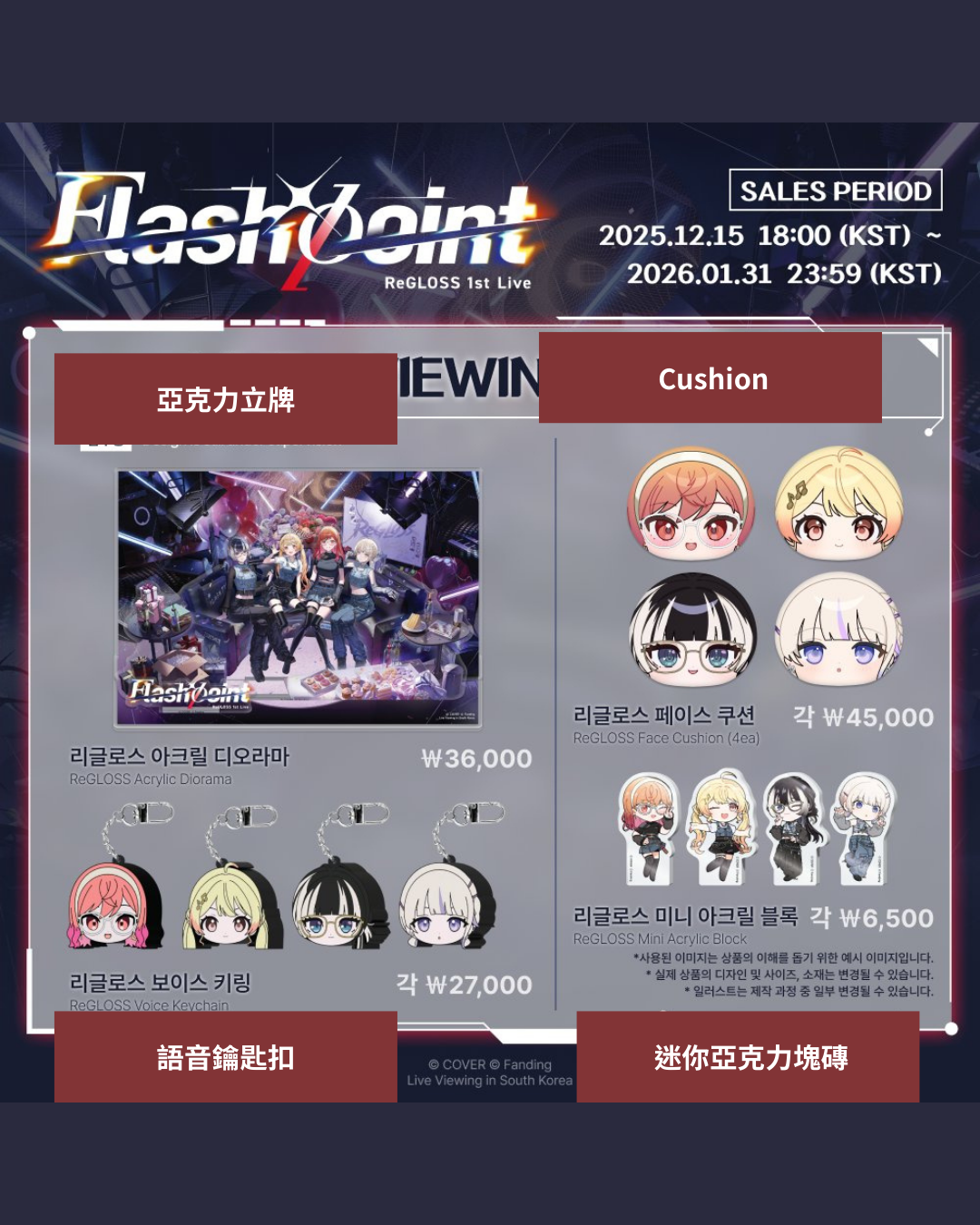 「現貨」hololive ReGLOSS 1st 韓國 Live “Flashpoint” 商品