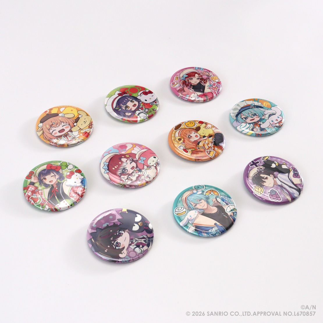 [預訂] Nijisanji 【Speciale×サンリオキャラクターズ】キラキラ缶バッジセット(閃襟章set)