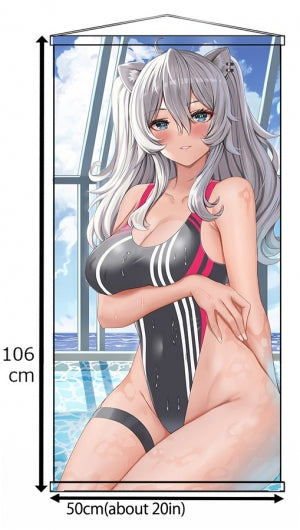 獅白ぼたん　水着(Piukute062)ロングタペストリー（くわい屋）