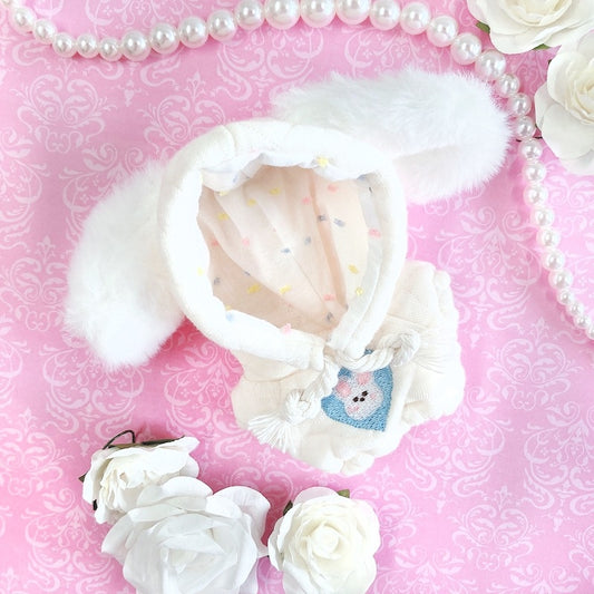 [In-stock]  [Plushie cover holder] non-character original rabbit ear hoodie (for 15cm) white  [G.triGer]