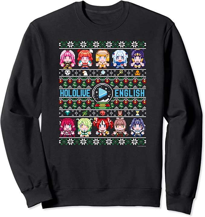 [pre-order] Hololive English Christmas Sweatshirt (Black/Grey)