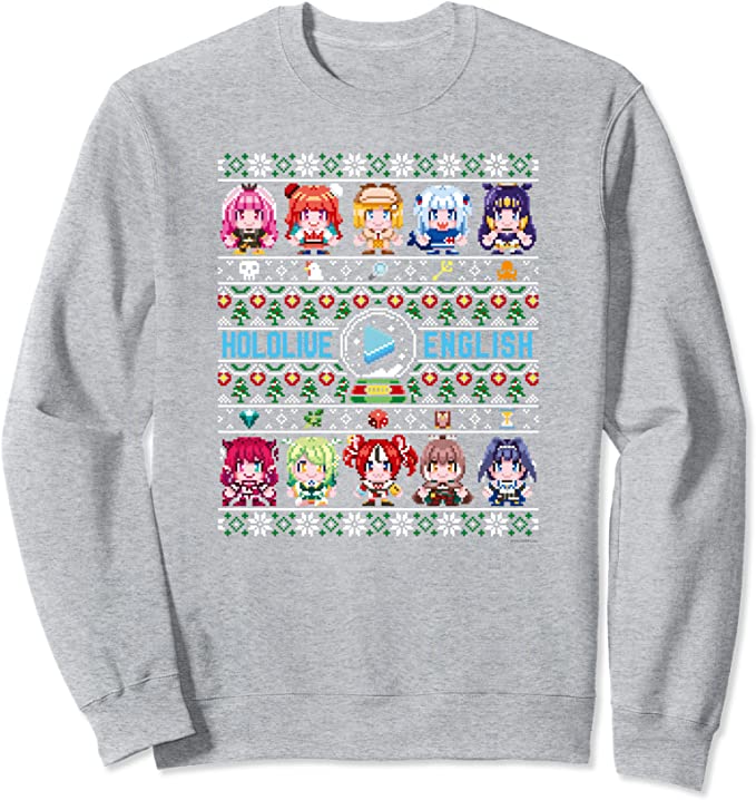 [pre-order] Hololive English Christmas Sweatshirt (Black/Grey)